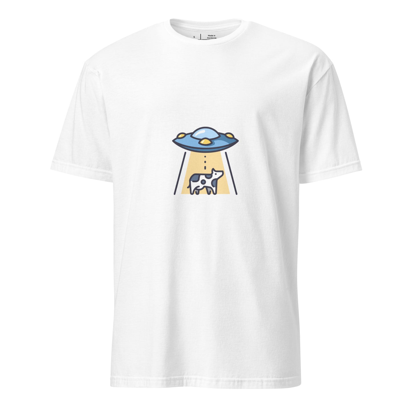 Not Again - UFO Cow Abduction - Short-Sleeve Unisex T-Shirt - Graphic Tee - White - Front
