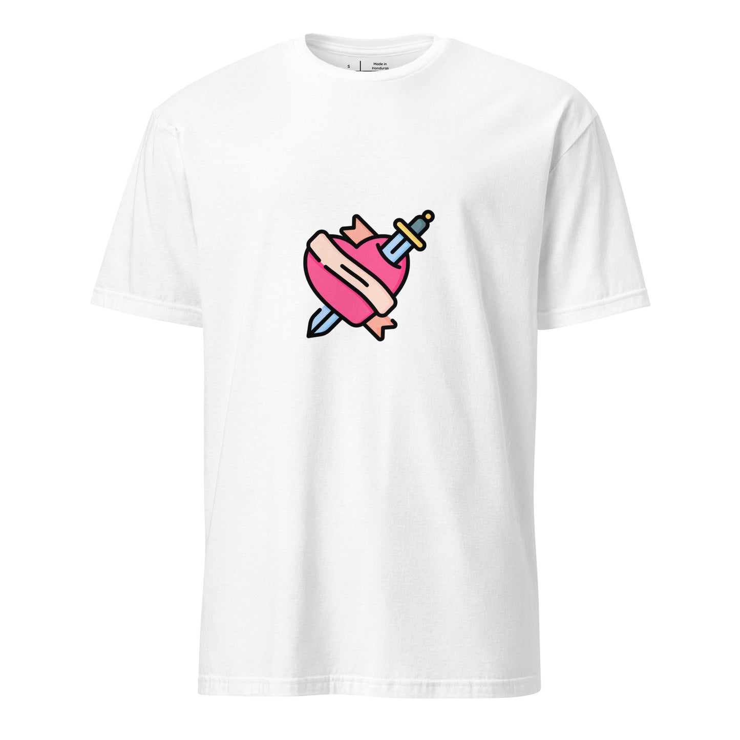 Heart & Dagger - Tattoo-Inspired Art - Short-Sleeve Unisex T-Shirt - Graphic Tee - White - Front