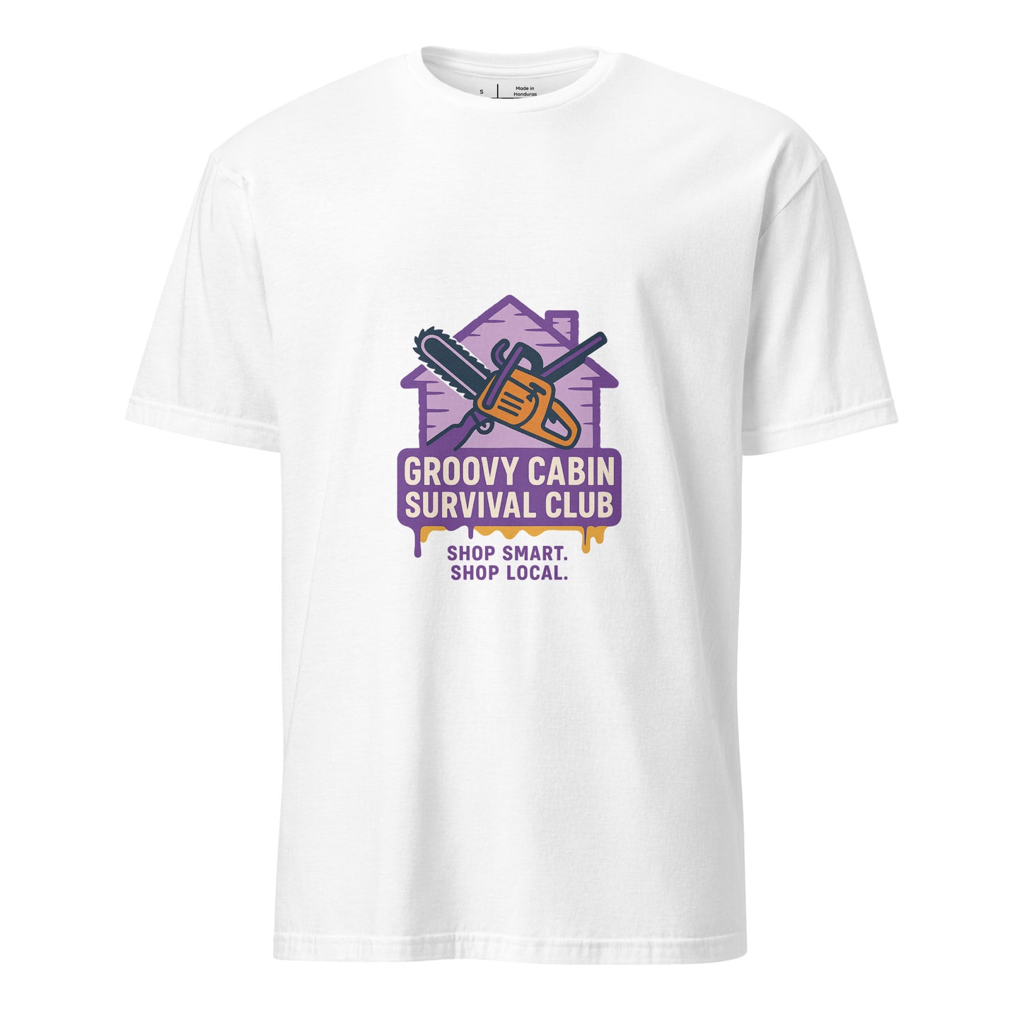 Groovy Cabin- Retro Horror Vibes - Short-Sleeve Unisex T-Shirt - Graphic Tee - White - Front