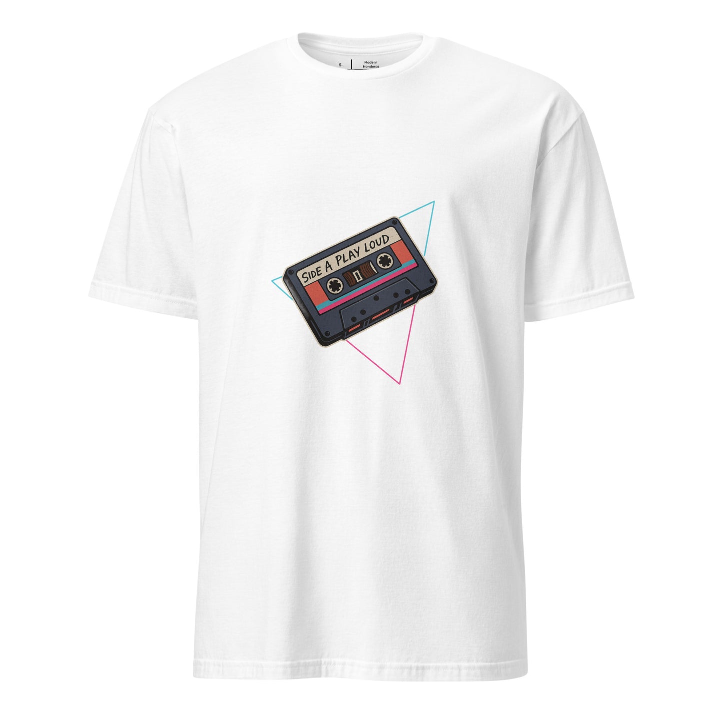 Side A. Play Loud - Retro Music Lover - Short-Sleeve Unisex T-Shirt - Graphic Tee - White - Front