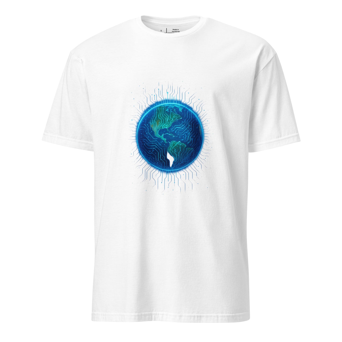 Cosmic Circuitry - Futuristic Cyberpunk - Short-Sleeve Unisex T-Shirt - Graphic Tee - White - Front