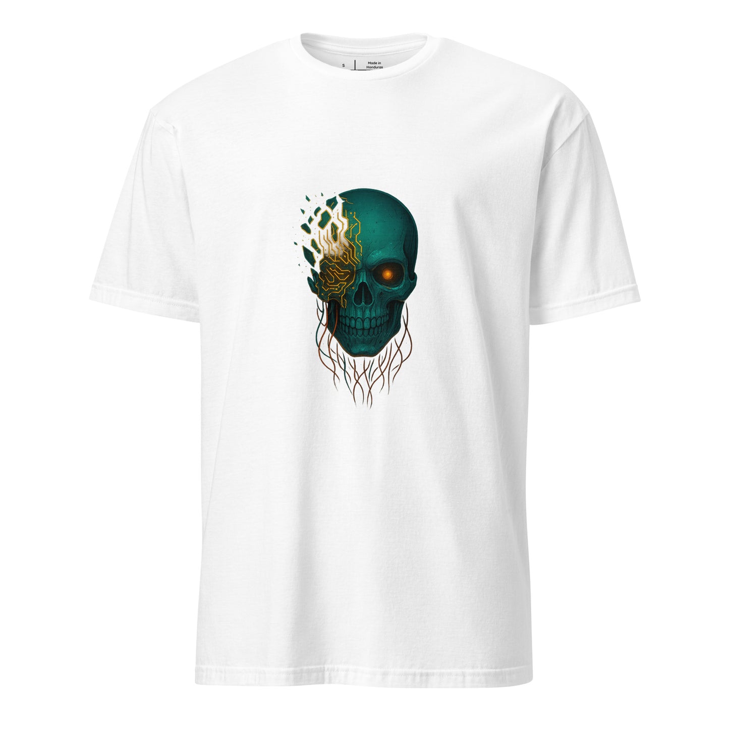 Astral Hacker Skull – Circuit Fractured - Short-Sleeve Unisex T-Shirt - Graphic Tee - White - Front