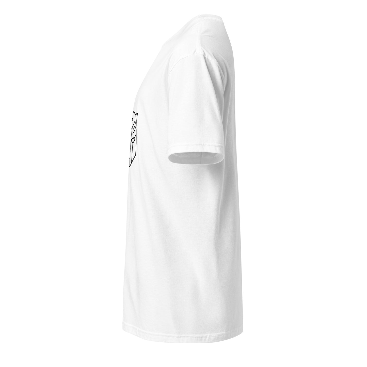Tranzforma 2 - Minimalist Heroic Mech Icon - Short-Sleeve Unisex T-Shirt - Graphic Tee - White - Left side