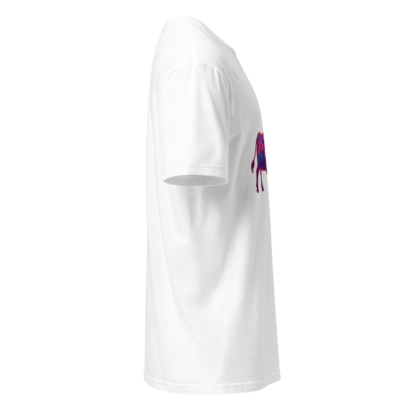 Cyber Cow – Futuristic Neon Bovine - Short-Sleeve Unisex T-Shirt - Graphic Tee - White - Right side