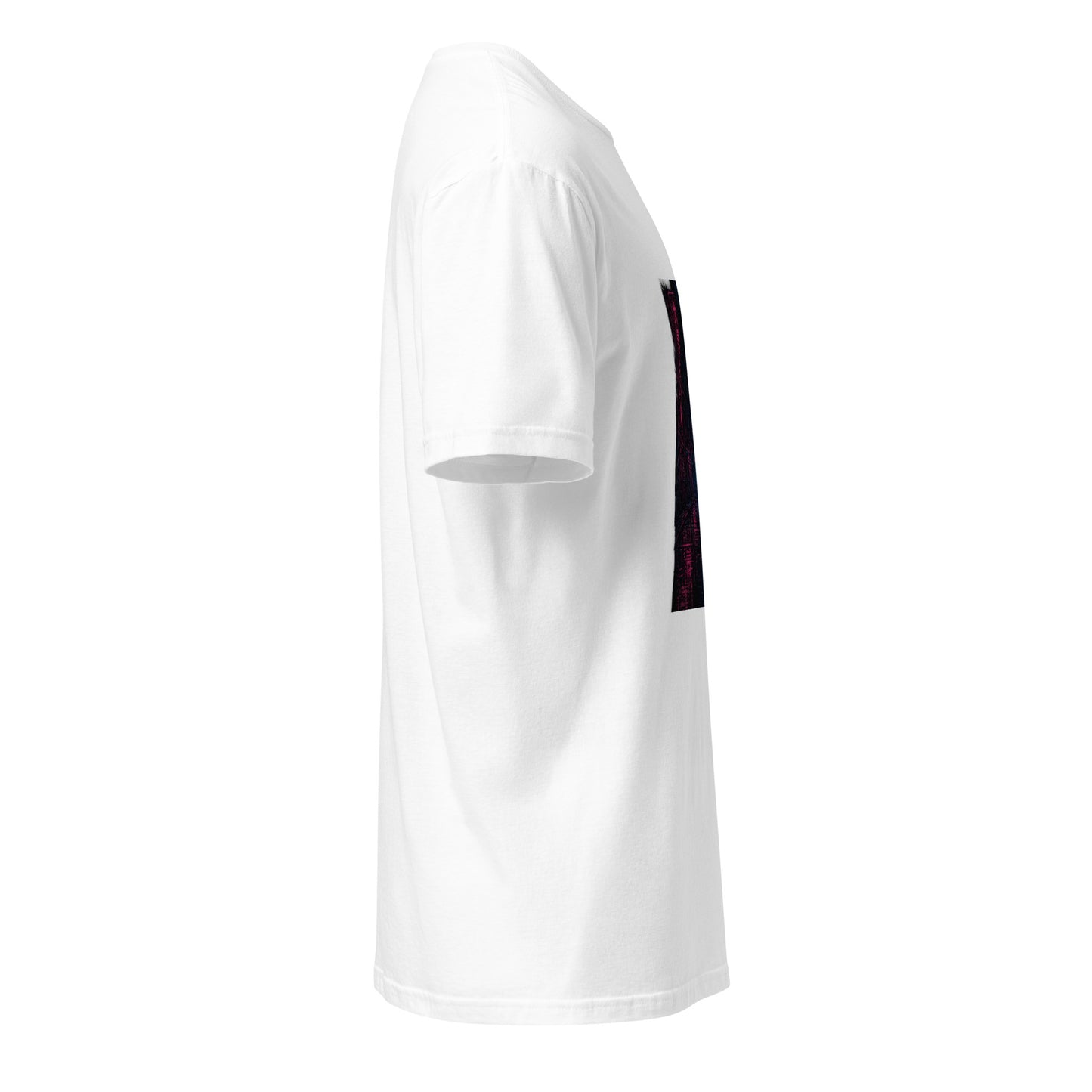 Neon Rain Alley – Cyberpunk Street Art - Short-Sleeve Unisex T-Shirt - Graphic Tee - White - Right side