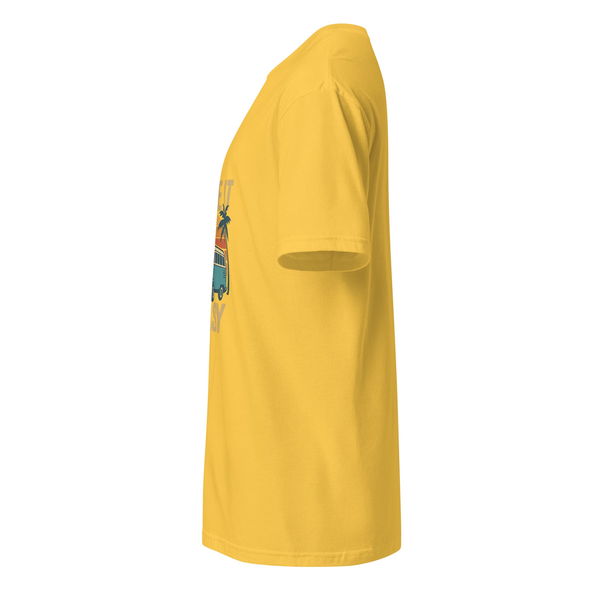 Take It Easy – Retro Sunset Camper - Short-Sleeve Unisex T-Shirt - Graphic Tee - Daisy - Left side