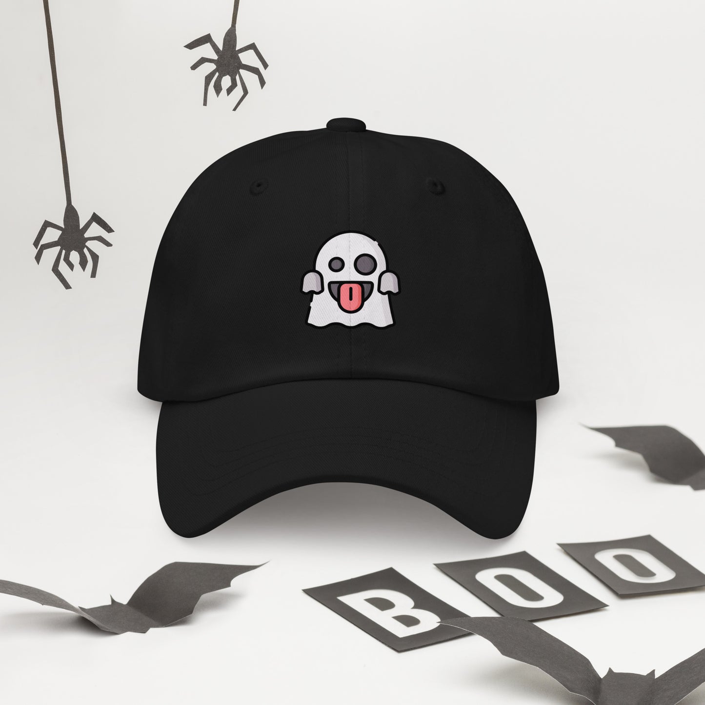 Spooky - Cheeky Ghost Vibes - Cap - Baseball Cap - Black - Front 