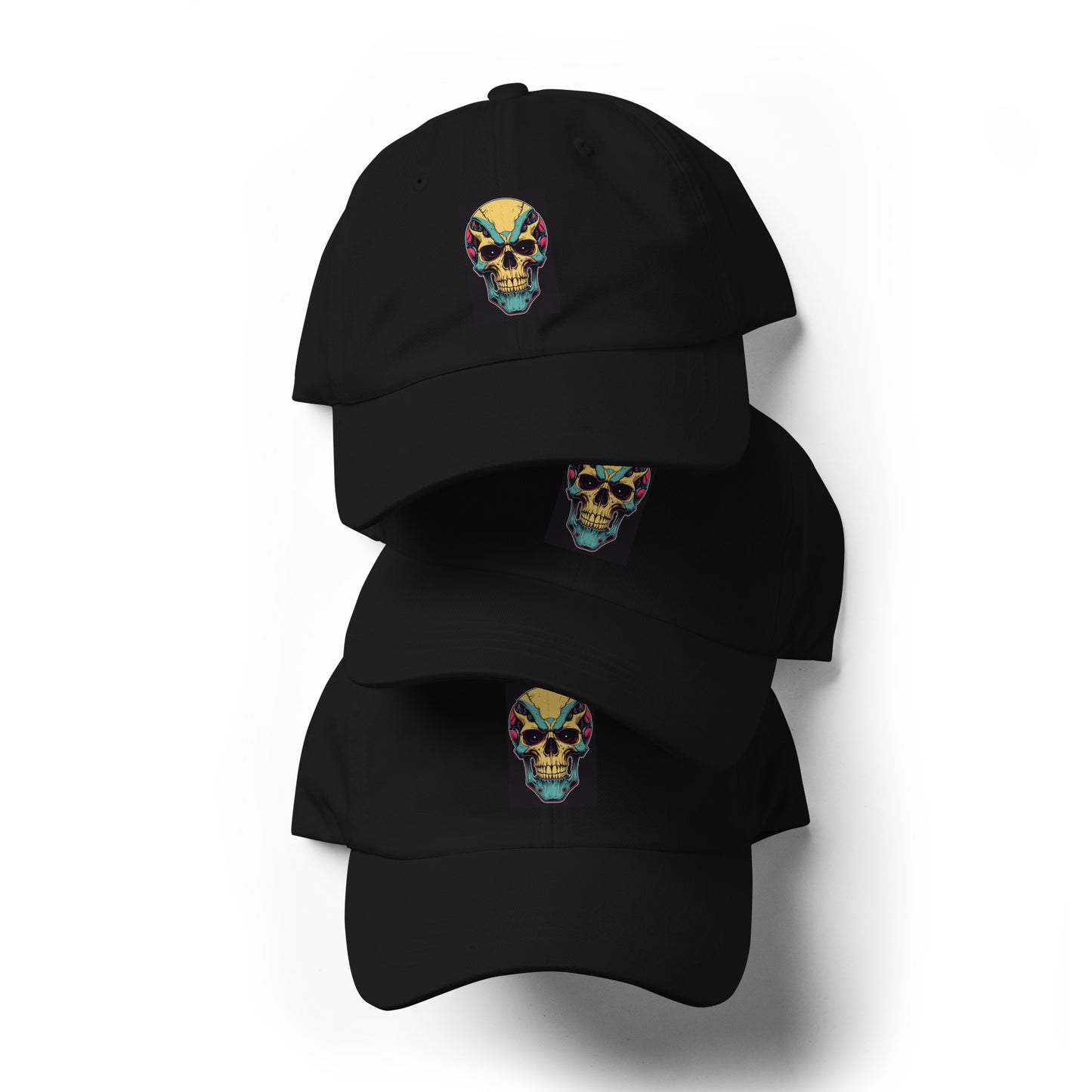Sci-Fi Skull - Electrifying Skull Design - Cap - Baseball Cap - Black - Front
