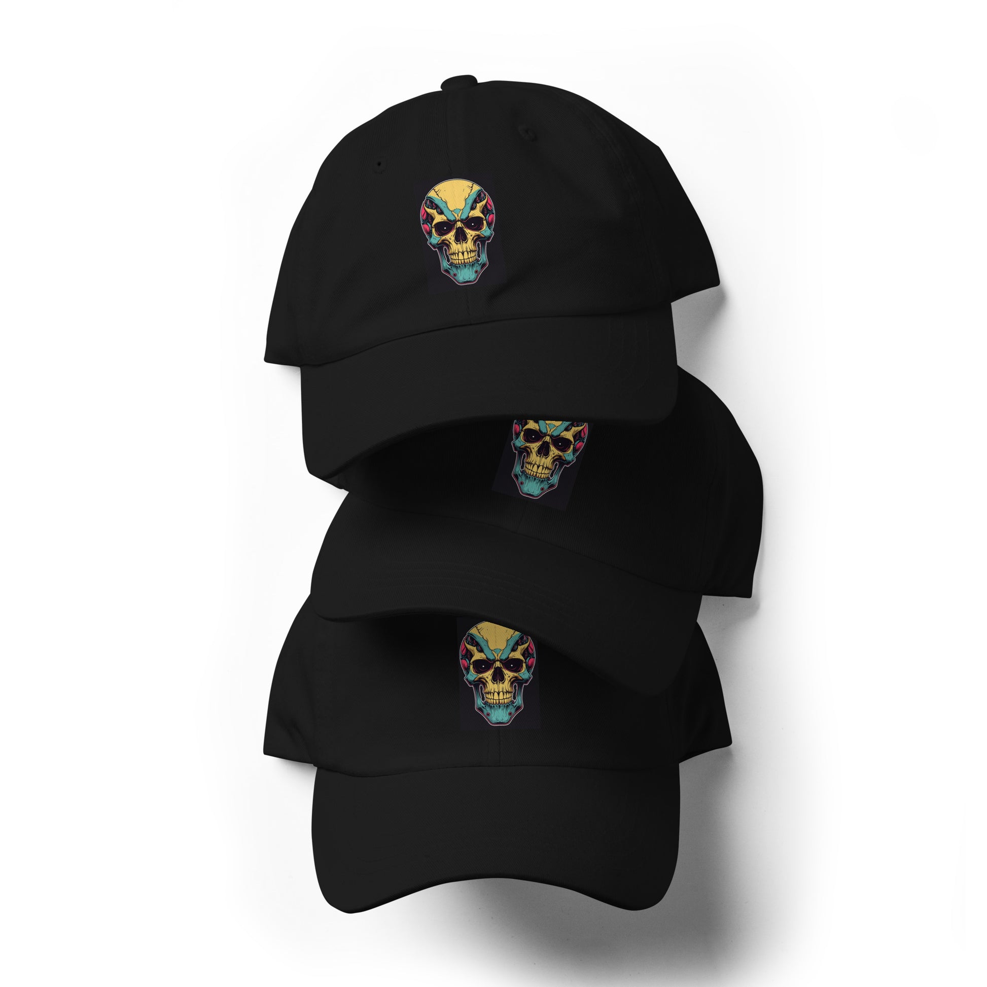 Sci-Fi Skull - Electrifying Skull Design - Cap - Baseball Cap - Black - Front