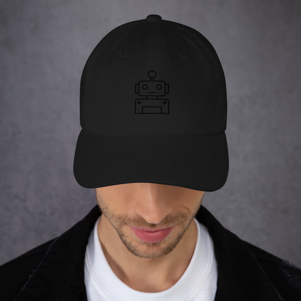 Robot Minimalist Design - Retro - Cap - Baseball Cap - Black - Front