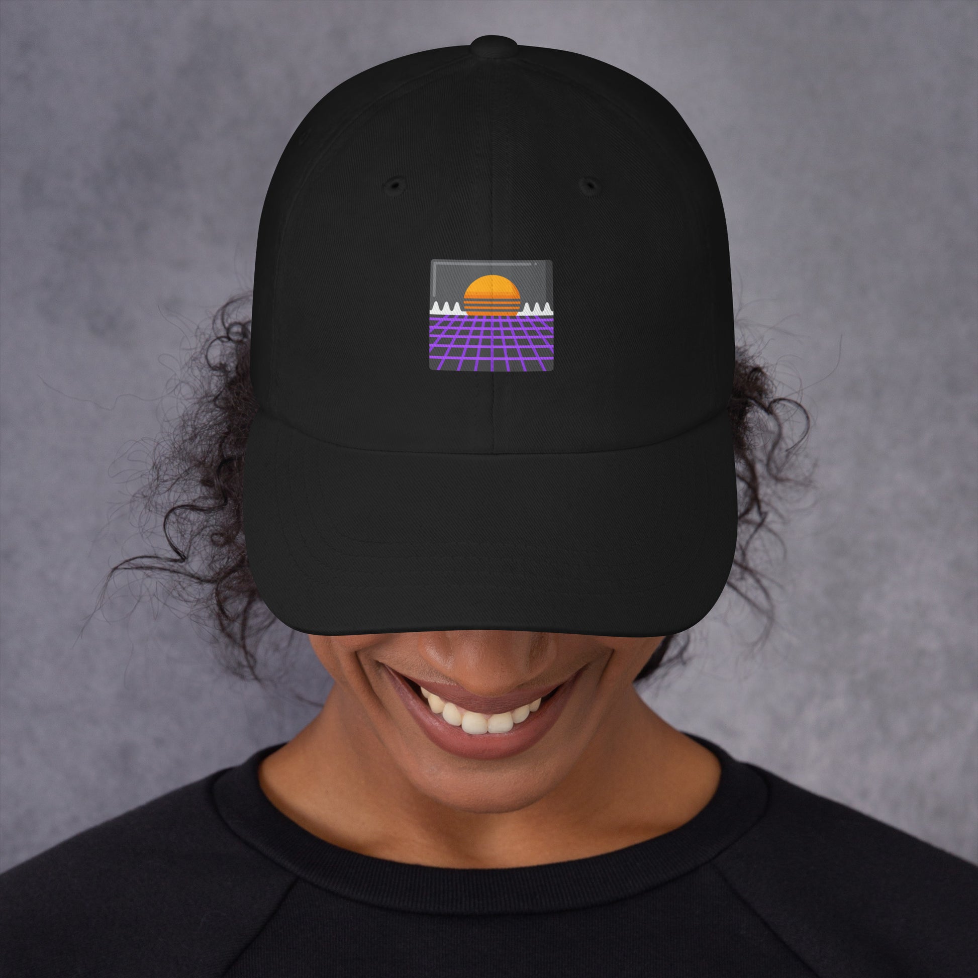 Retro Wave City - Digital Dreamscape - Cap - Baseball Cap - Black - Front