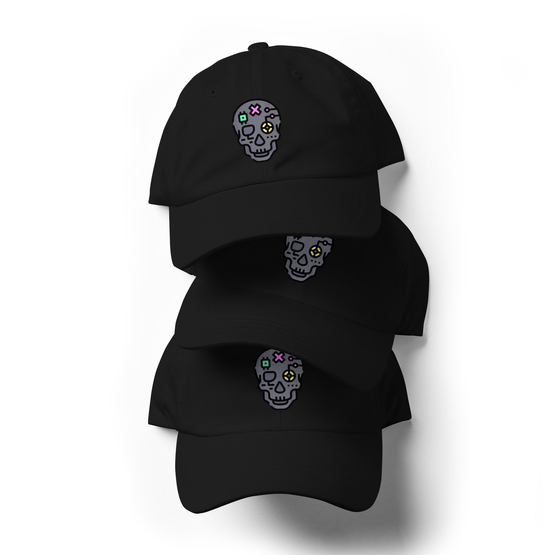 Cartoon Skull - Future Shock Style - Cap - Baseball Cap - Black - Front