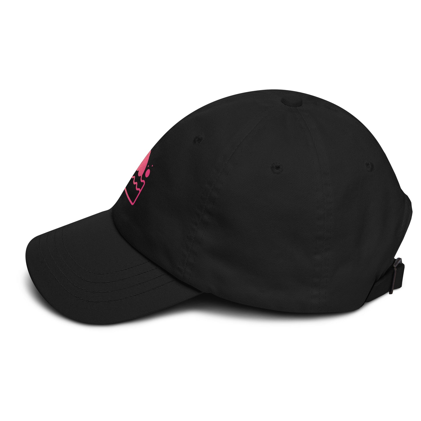 Shark Fin - Pink Hue Minimalist - Cap - Baseball Cap - Black - Left side