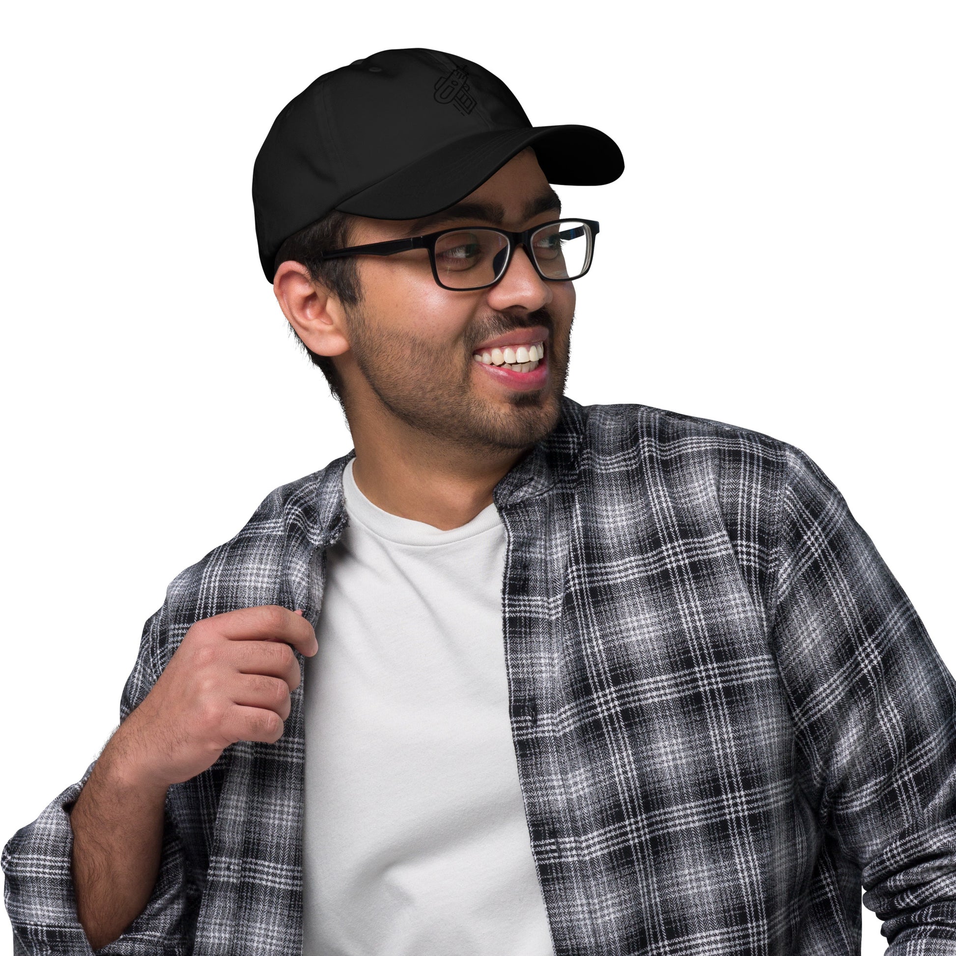 Retro Ray Pistol - Minimalist Sci-Fi Style - Cap - Baseball Cap - Black - Right side
