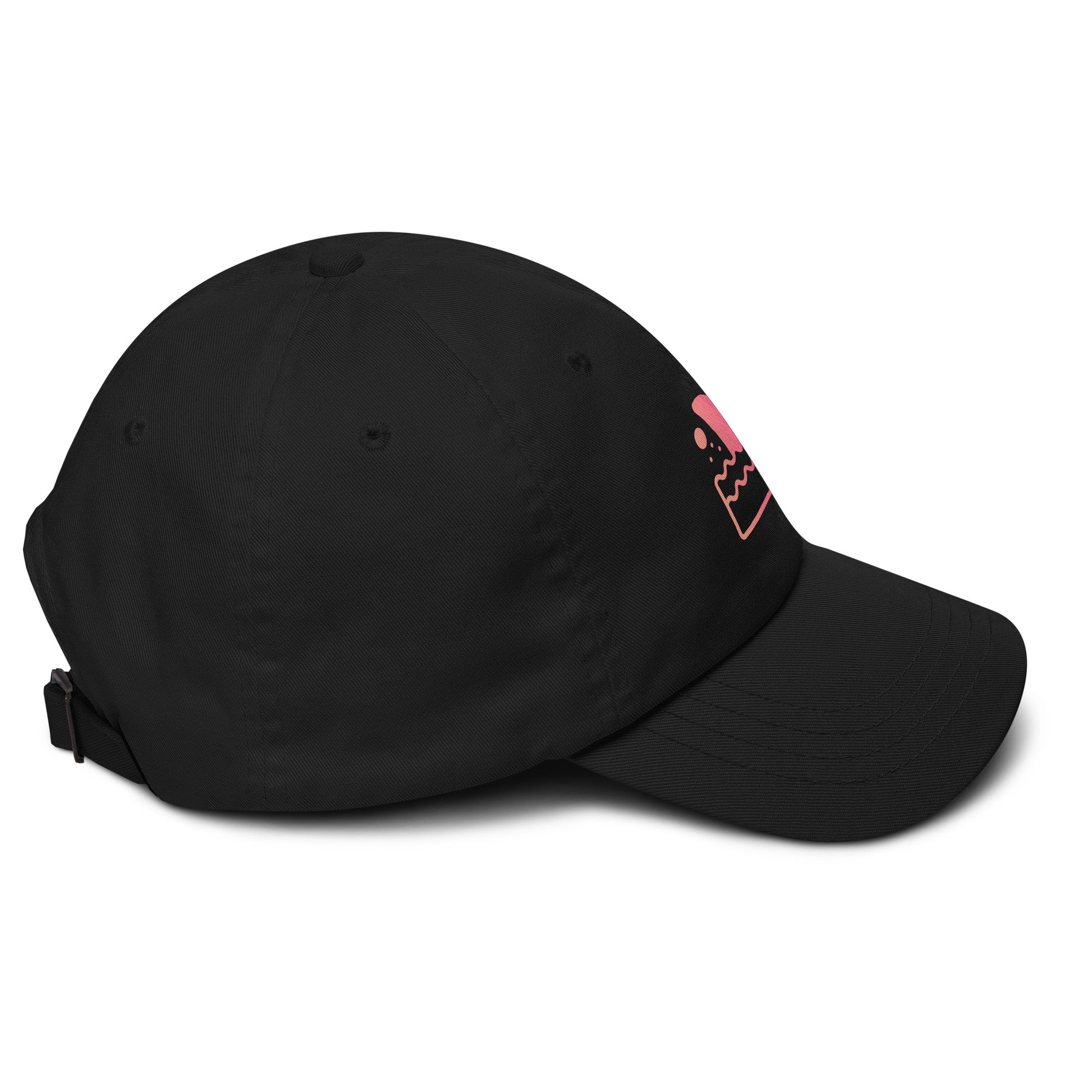 Shark Fin - Pink Hue Minimalist - Cap - Baseball Cap - Black - Right side