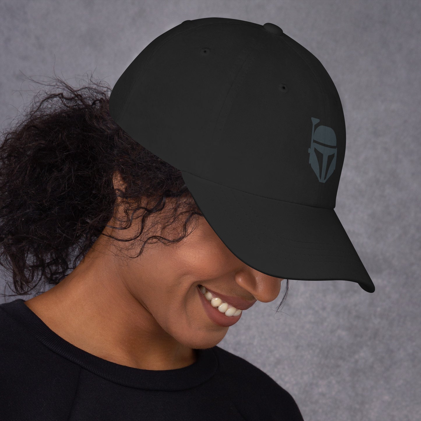 Bounty Hunter - Minimalist Mandalorian Icon - Cap - Baseball Cap - Black - Right side