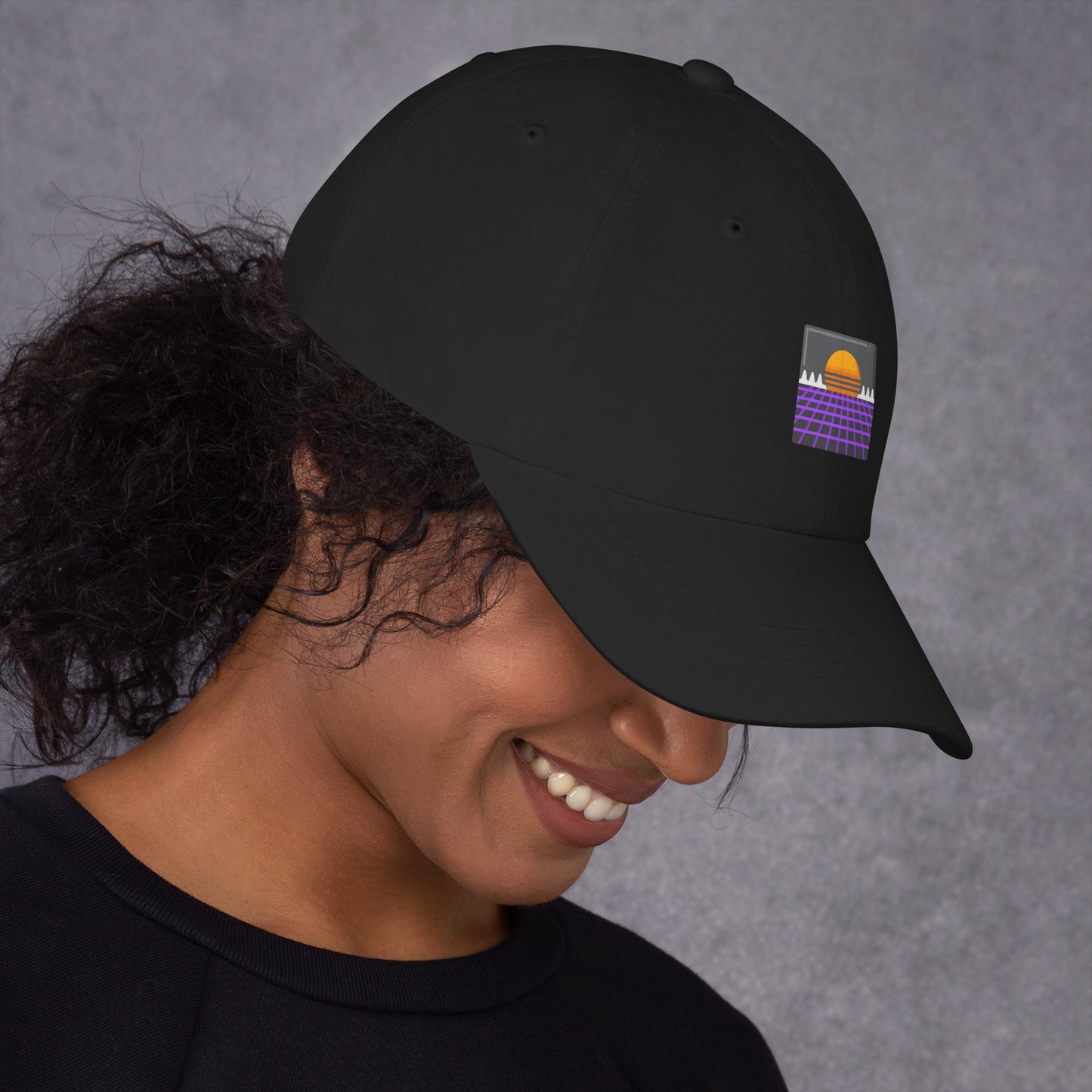 Retro Wave City - Digital Dreamscape - Cap - Baseball Cap - Black - Right side