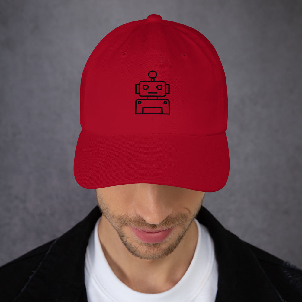 Robot Minimalist Design - Retro - Cap - Baseball Cap - Cranberry - Front
