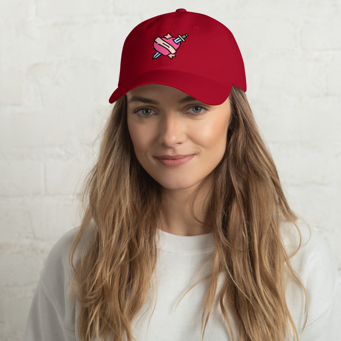 Heart 1 - Tattoo Inspired Art - Cap - Baseball Cap - Cranberry - Front
