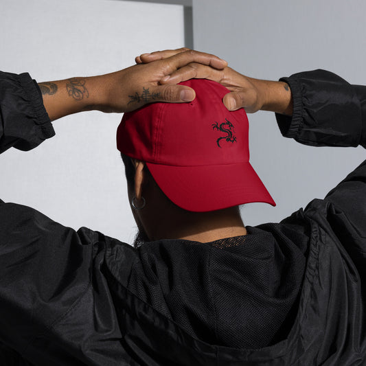 Dragon - Minimalist Tattoo Style - Cap - Baseball Cap - Cranberry - Front