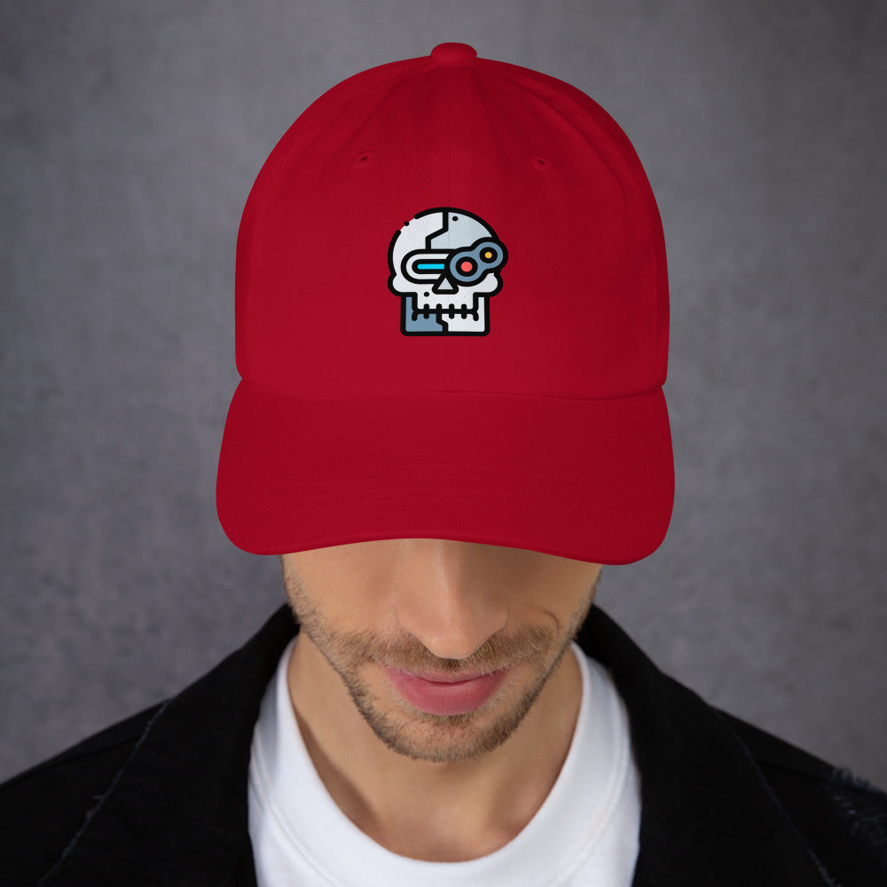 Cyber Robot - Minimalist Cyber Design - Cap - Baseball Cap - Cranberry - Front