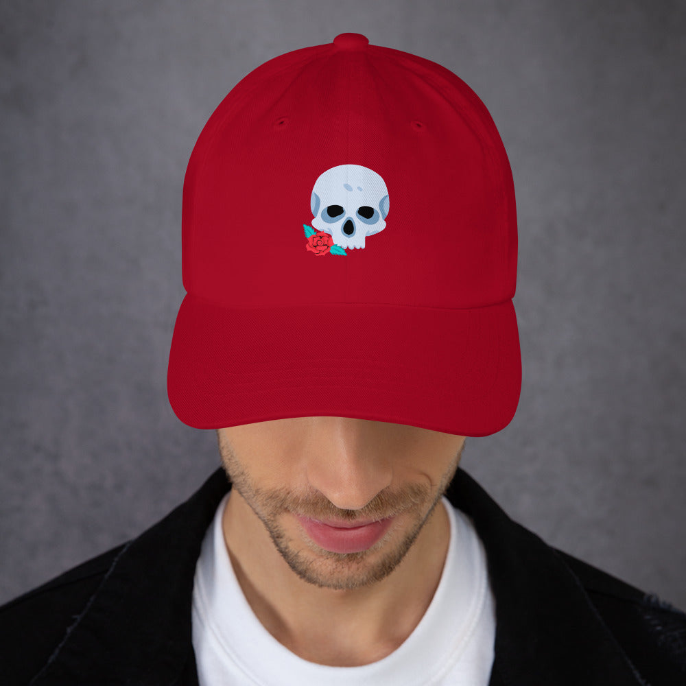 Skull & Flora - Modern Gothic Vibe - Cap - Baseball Cap - Cranberry - Front