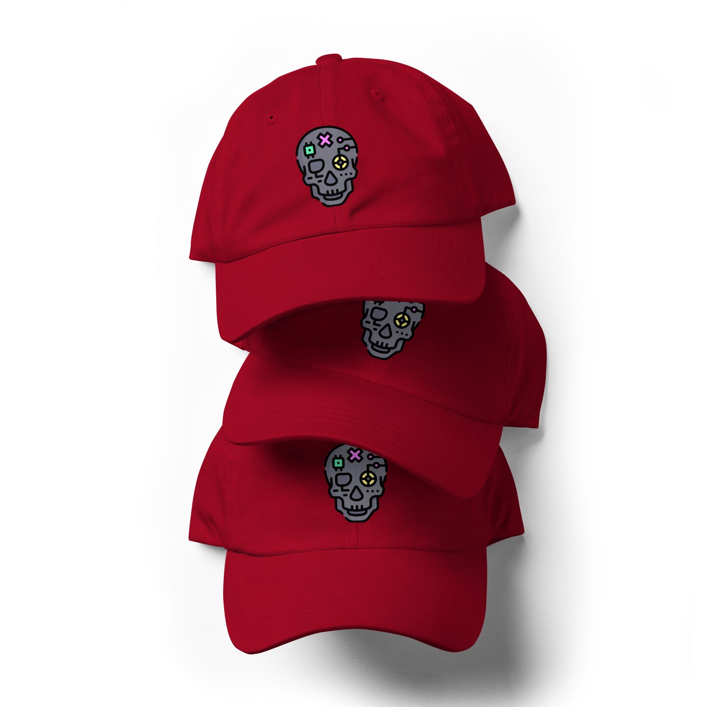 Cartoon Skull - Future Shock Style - Cap - Baseball Cap - Cranberry - Front