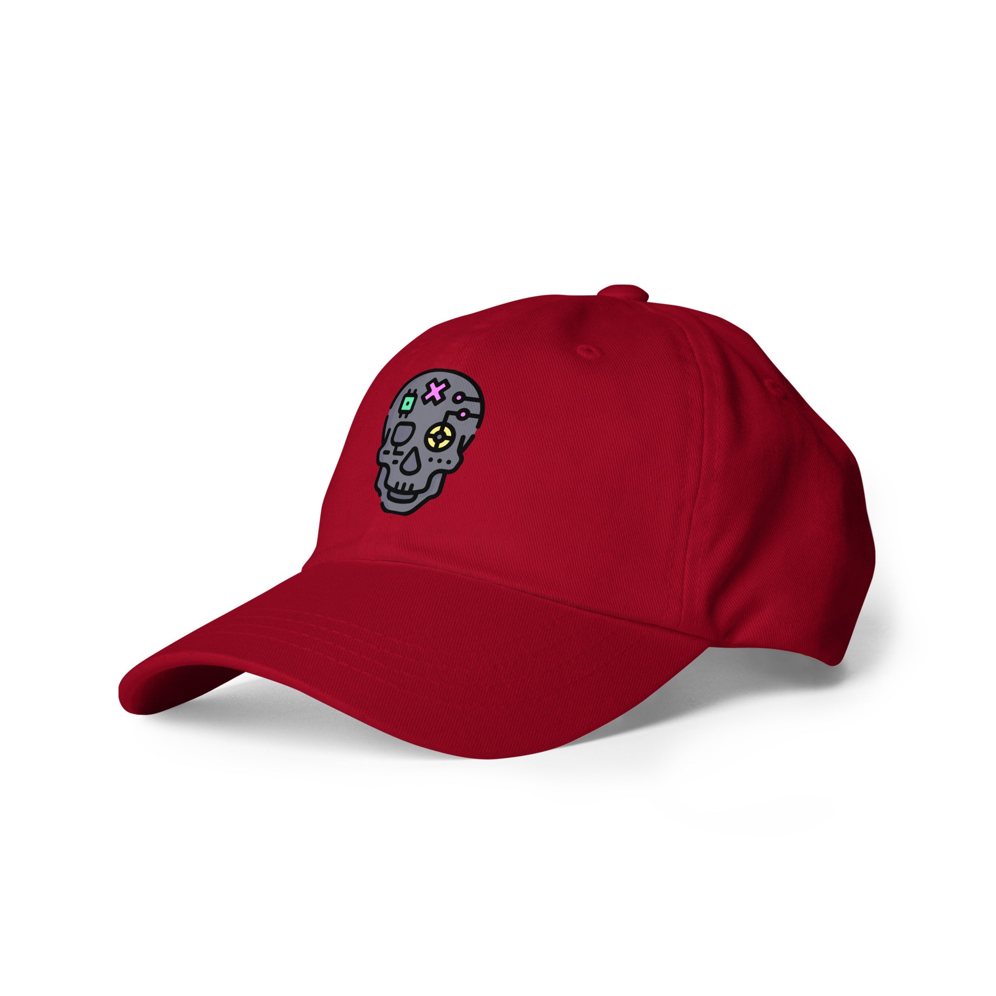 Cartoon Skull - Future Shock Style - Cap - Baseball Cap - Cranberry - Left front