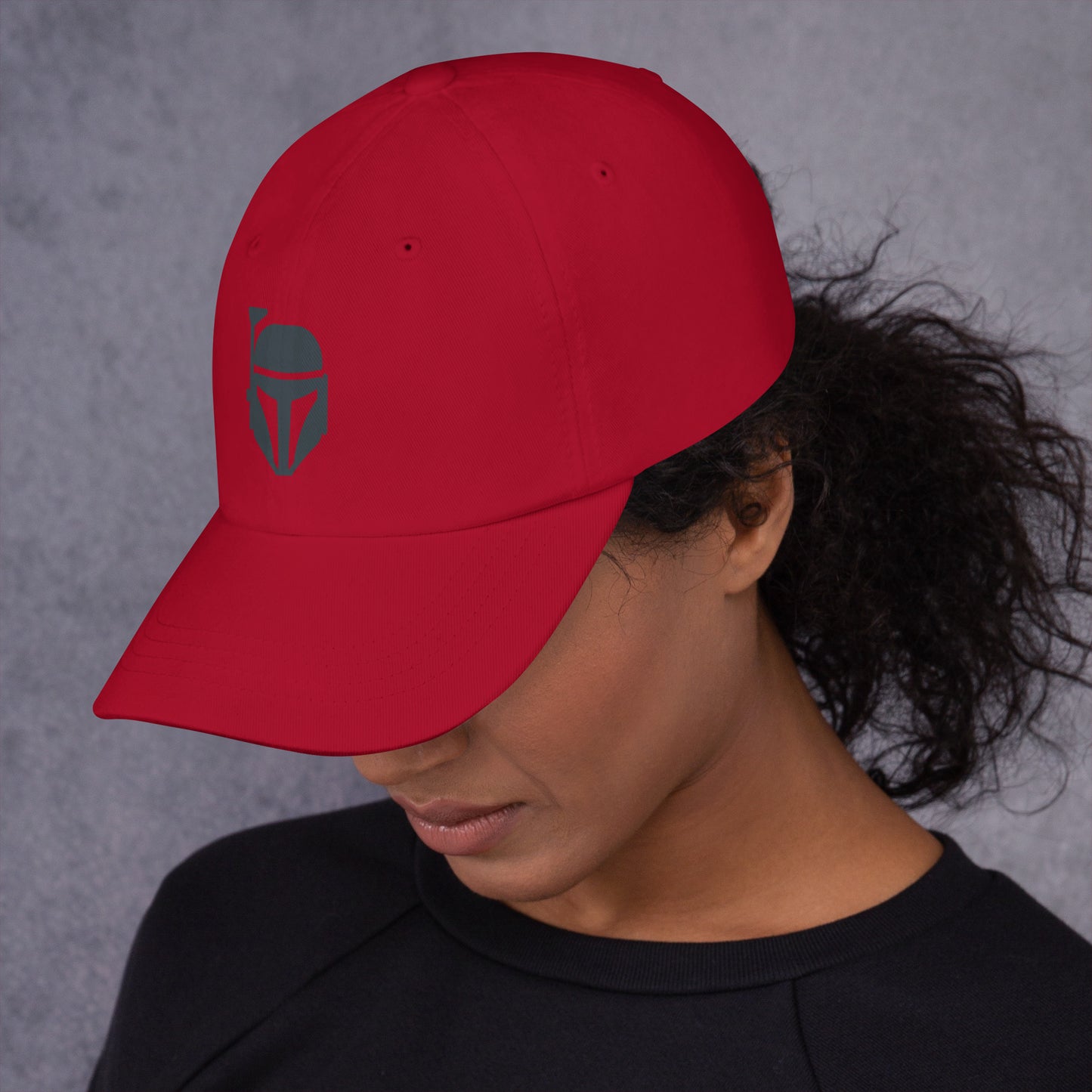 Bounty Hunter - Minimalist Mandalorian Icon - Cap - Baseball Cap - Cranberry - left side