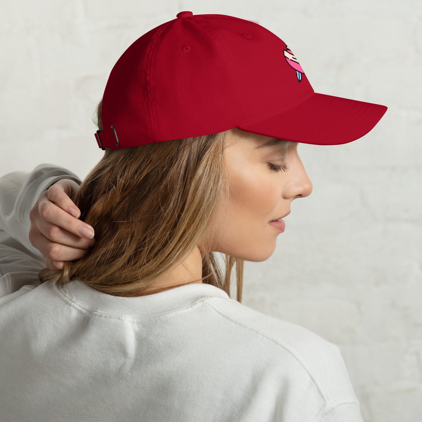 Heart 1 - Tattoo Inspired Art - Cap - Baseball Cap - Cranberry - Right side
