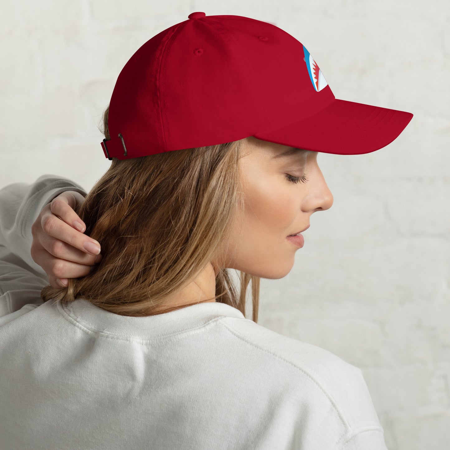 Mr Shark - Cartoon Jaws Pop-Up - Cap - Baseball Cap - Red - Right side