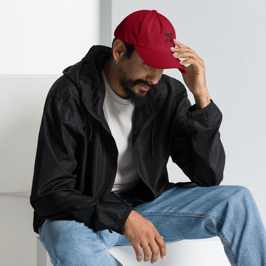 Dragon - Minimalist Tattoo Style - Cap - Baseball Cap - Cranberry - Right side