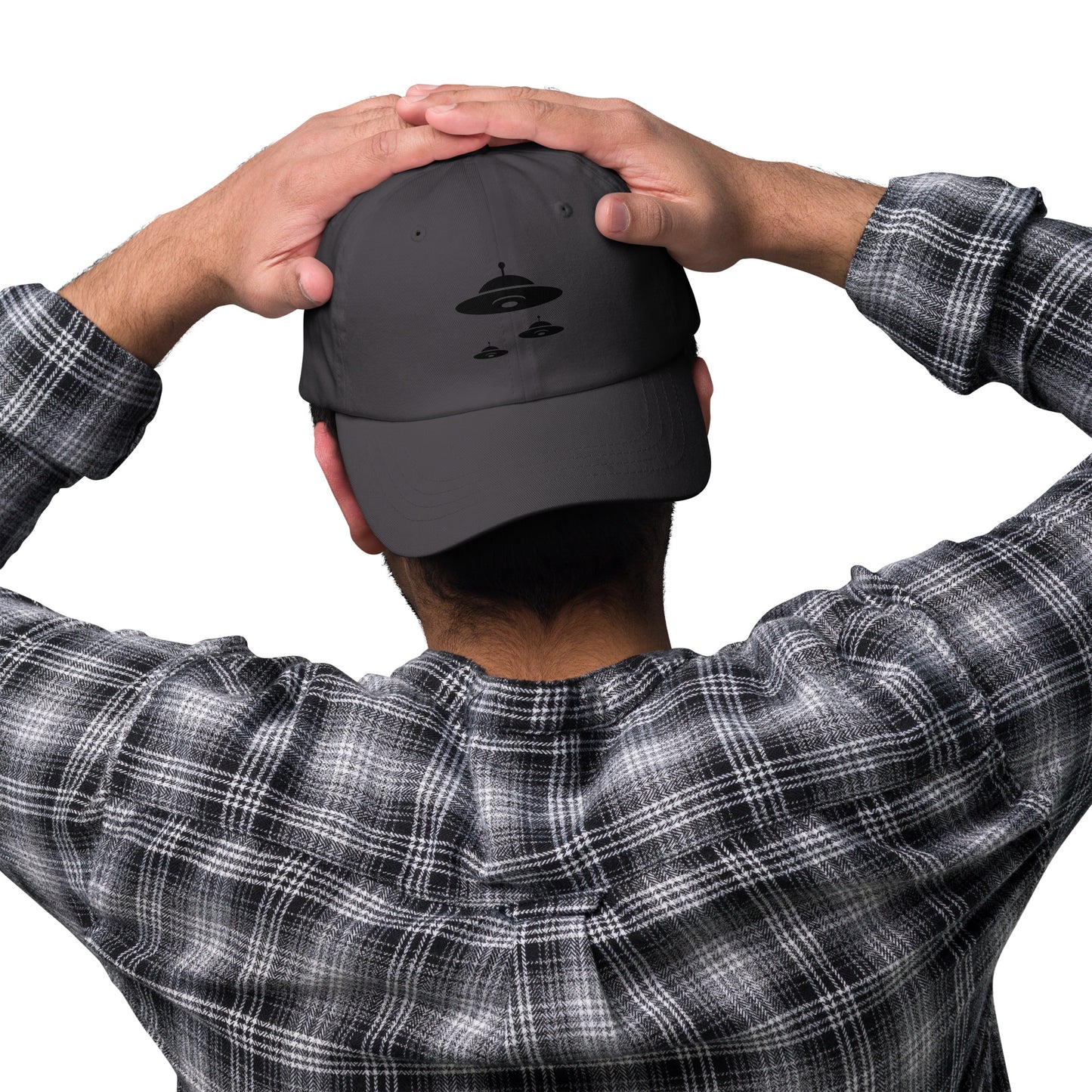 Flying Saucer - Retro UFO Formation - Cap - Baseball Cap - Dark Grey - Front