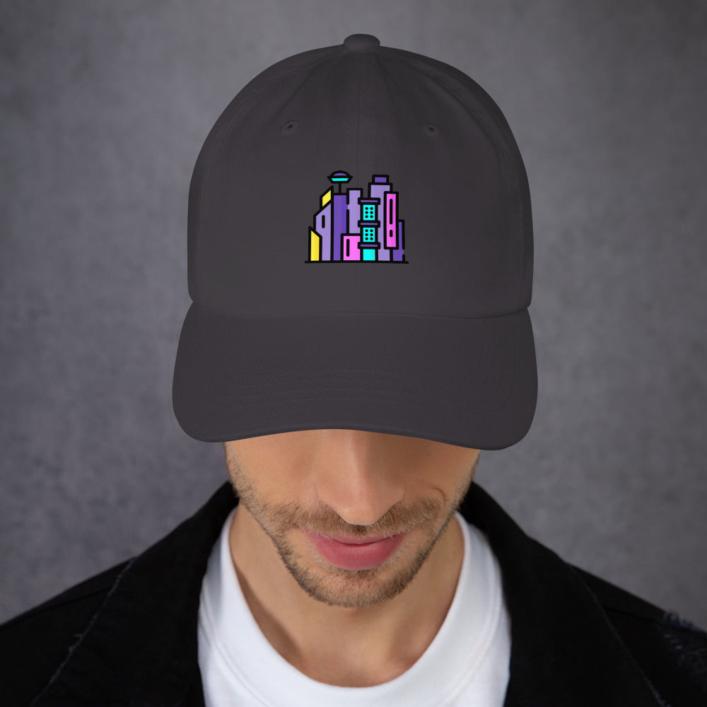 Cyber City - Neon City Dreams - Cap - Baseball Cap - Dark Grey - Front