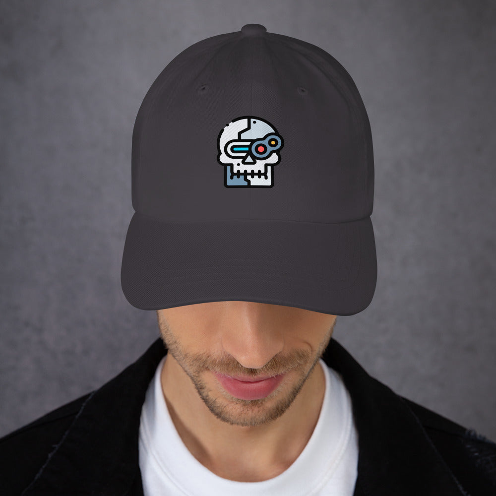 Cyber Robot - Minimalist Cyber Design - Cap - Baseball Cap - Dark Grey - Front