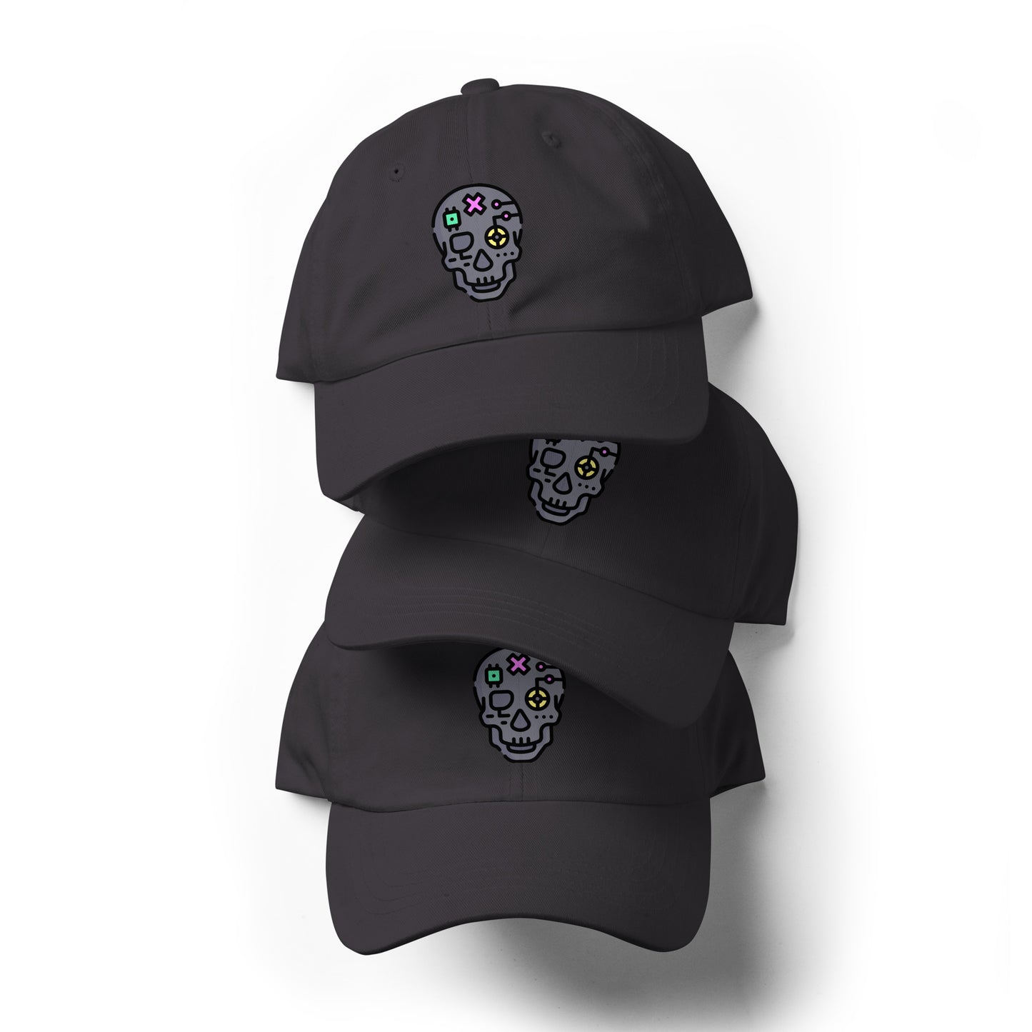 Cartoon Skull - Future Shock Style - Cap - Baseball Cap - Dark Grey - Front