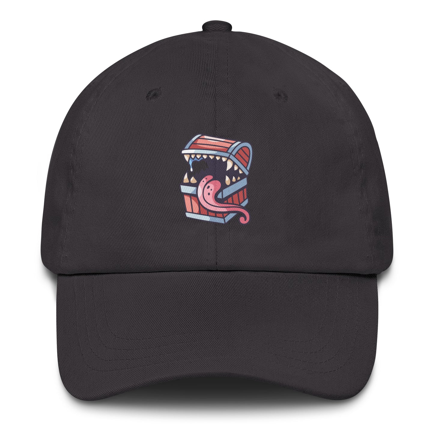 Treasure chest - Monster Chest Design - Cap - Baseball Cap - Dark Grey - Front