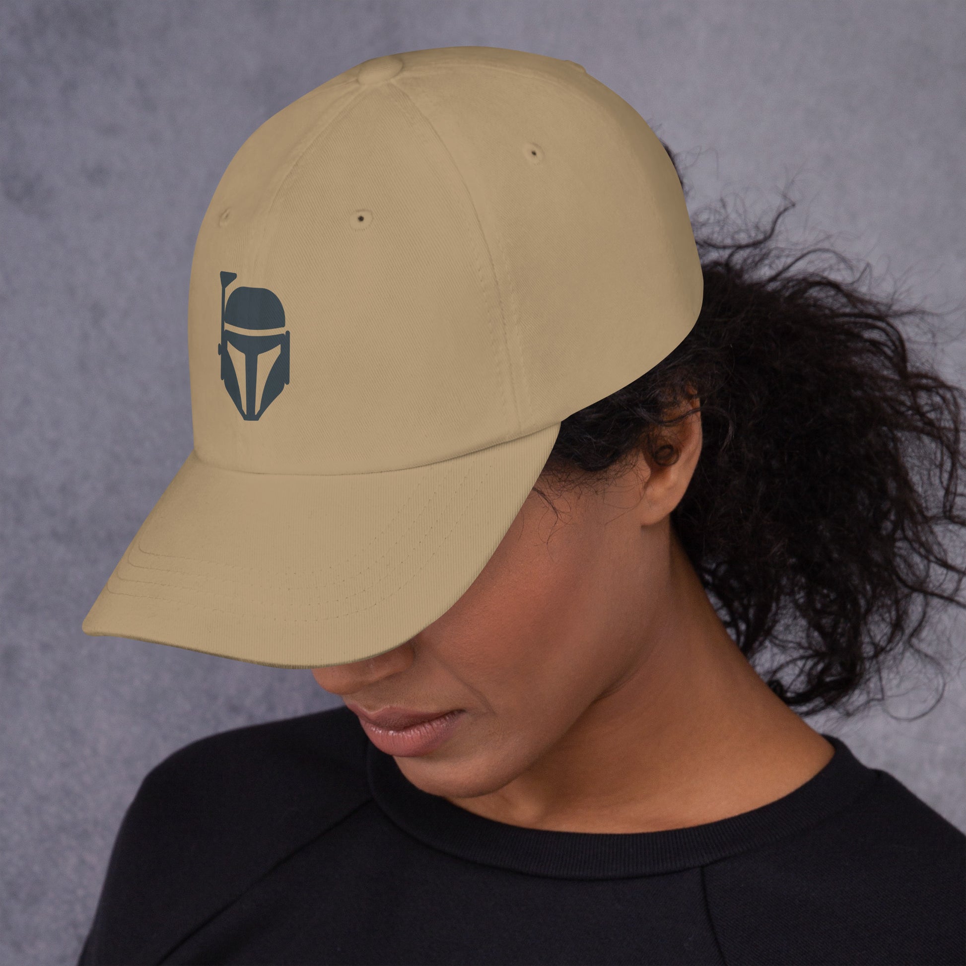 Bounty Hunter - Minimalist Mandalorian Icon - Cap - Baseball Cap - Khaki - Left side