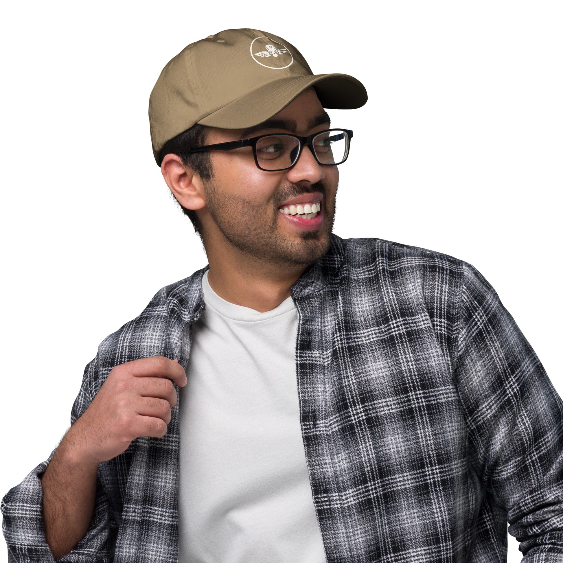 Winged Skull - Minimal Alien Skull - Cap - Baseball Cap - Khaki - Right side