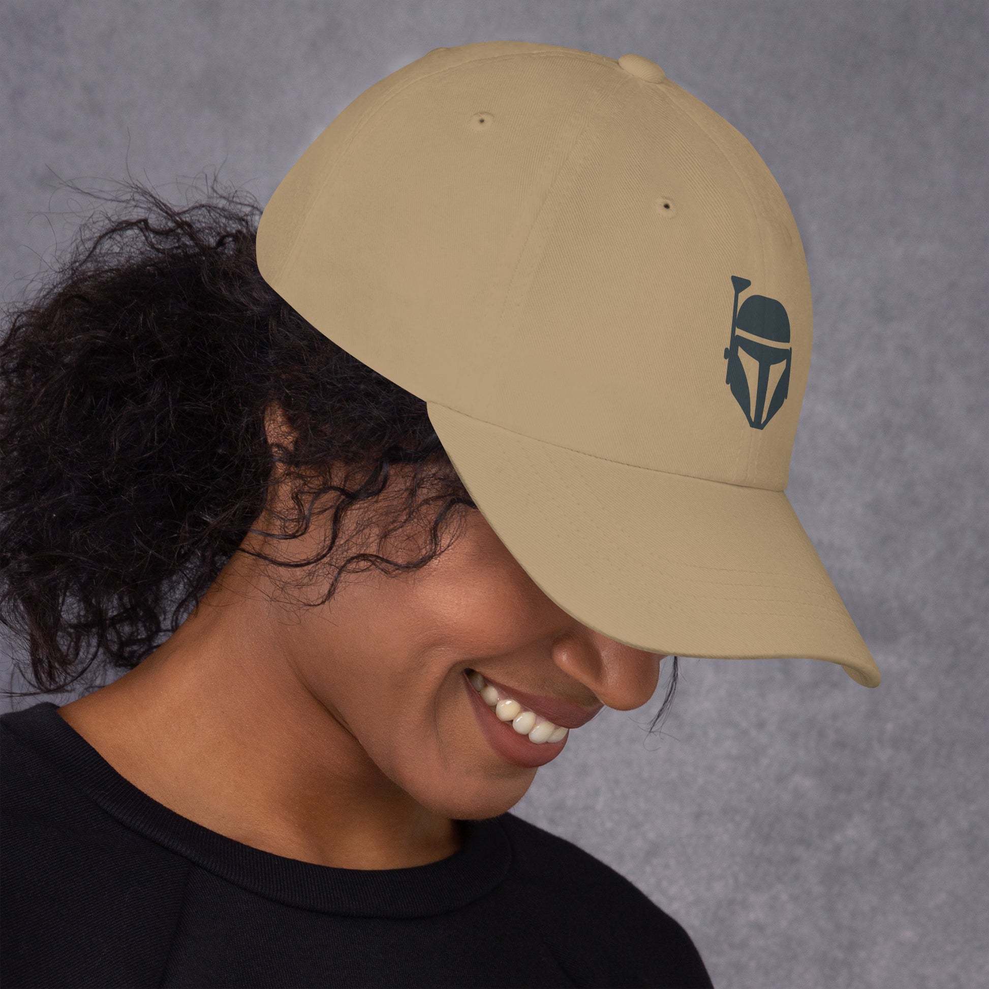 Bounty Hunter - Minimalist Mandalorian Icon - Cap - Baseball Cap - Khaki - Right side