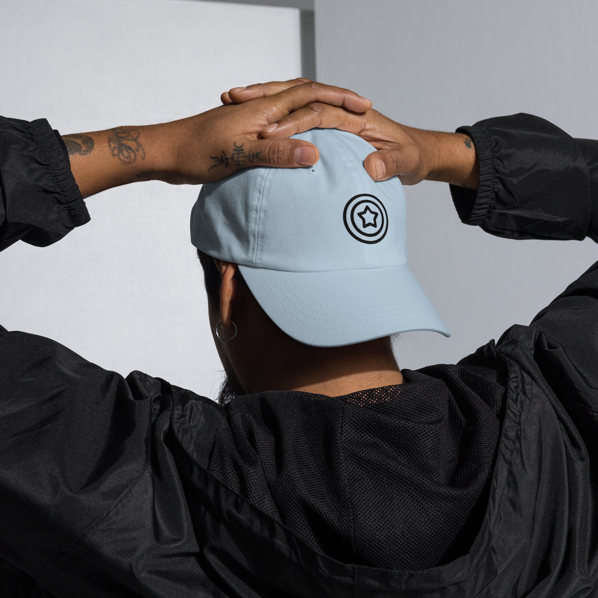 Shield - Minimalist Hero Emblem - Cap - Baseball Cap - Light Blue - Front