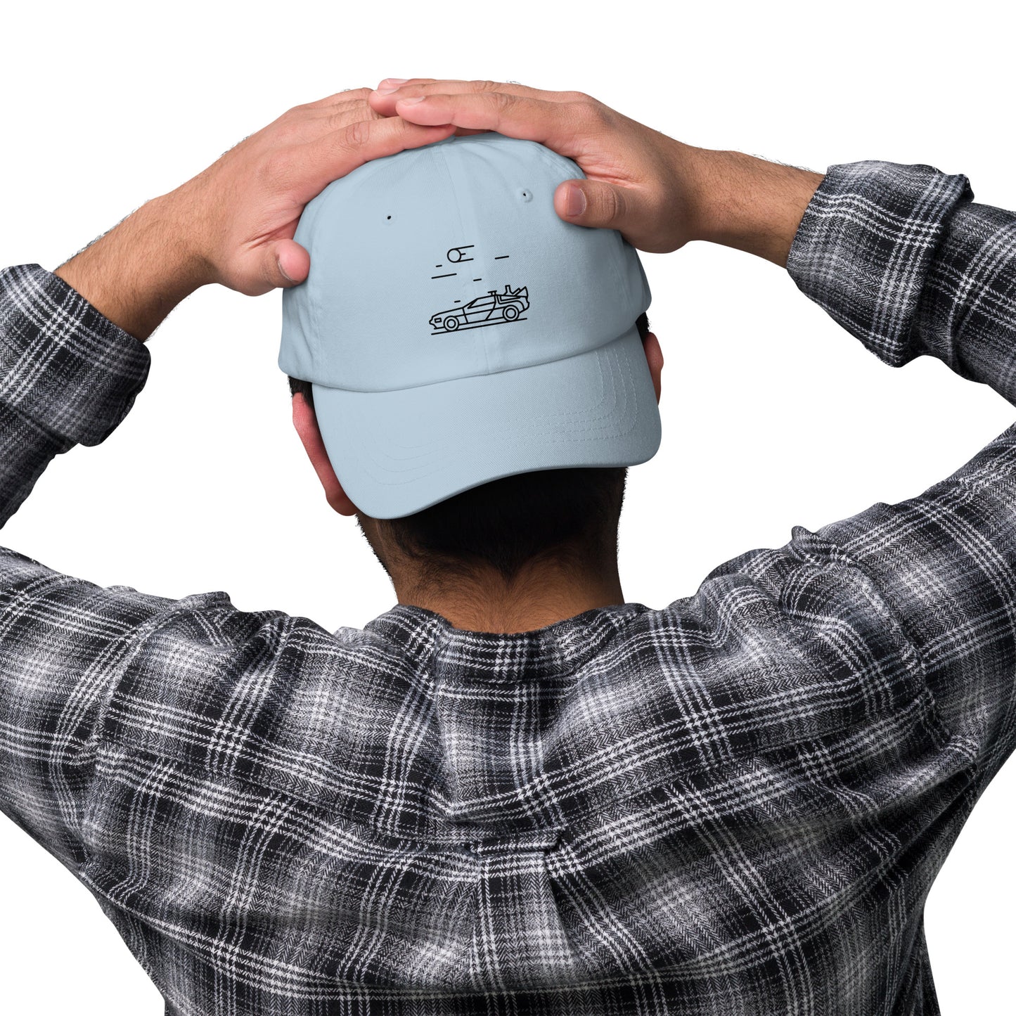Deelorean 88mph - Time-Traveling Car Design - Cap - Baseball Cap - Light Blue - Front