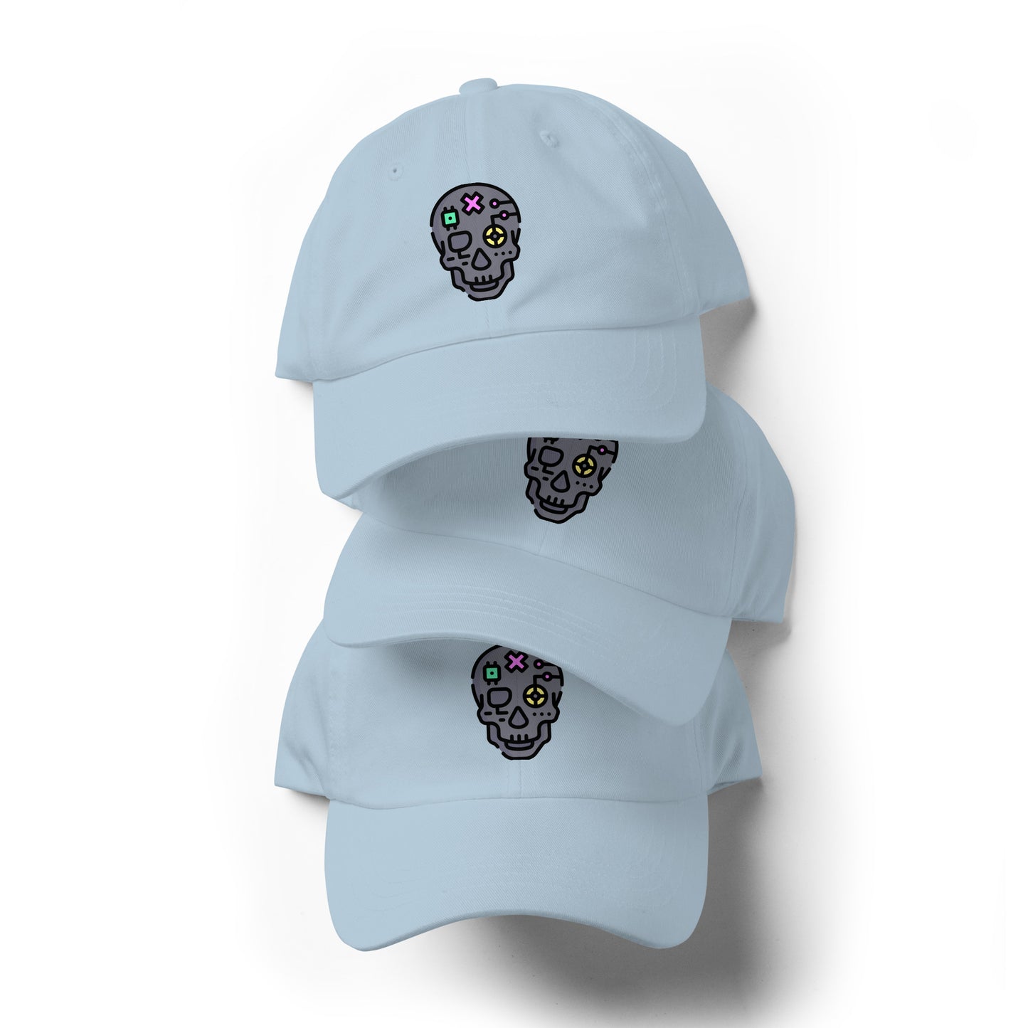 Cartoon Skull - Future Shock Style - Cap - Baseball Cap - Light Blue - Front
