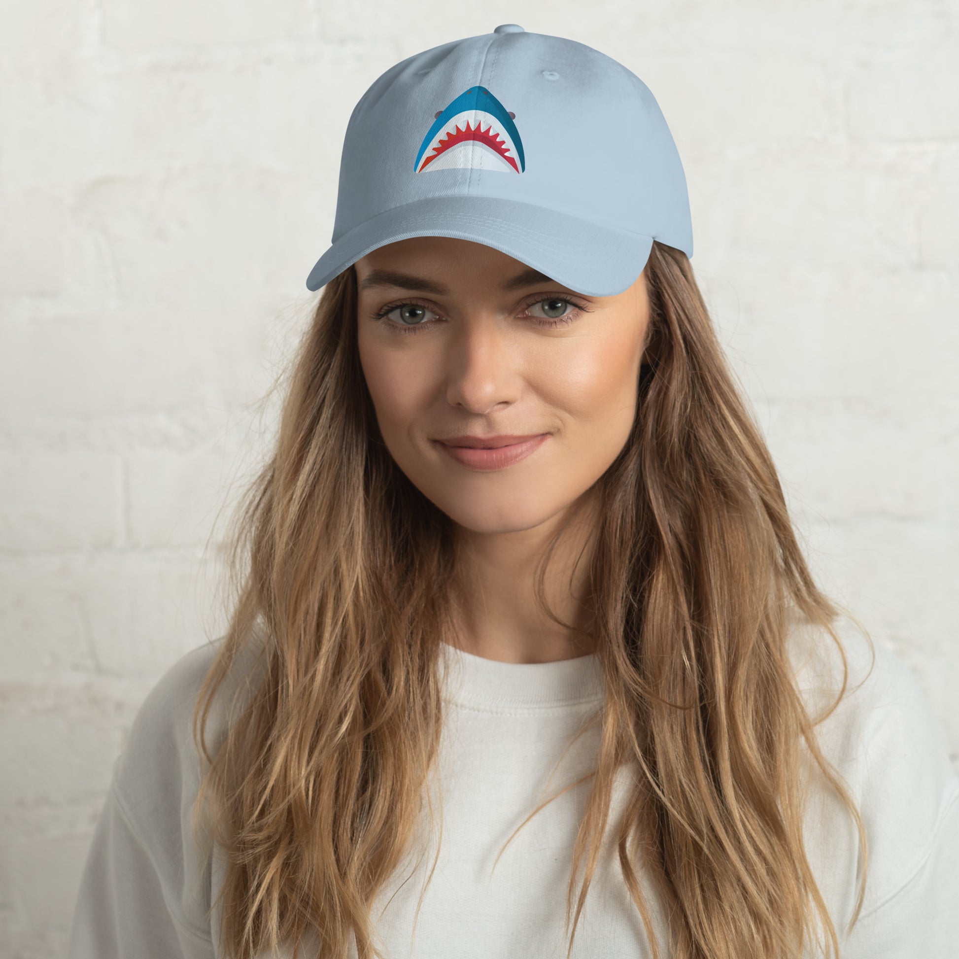 Mr Shark - Cartoon Jaws Pop-Up - Cap - Baseball Cap - Light Blue - Front