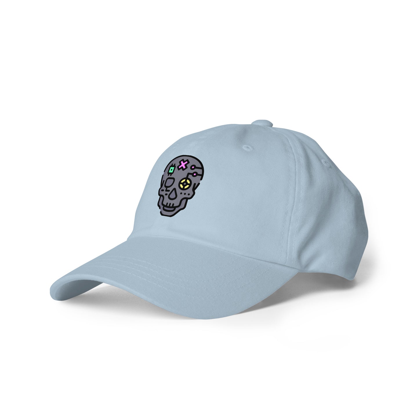 Cartoon Skull - Future Shock Style - Cap - Baseball Cap - Light Blue - Front left