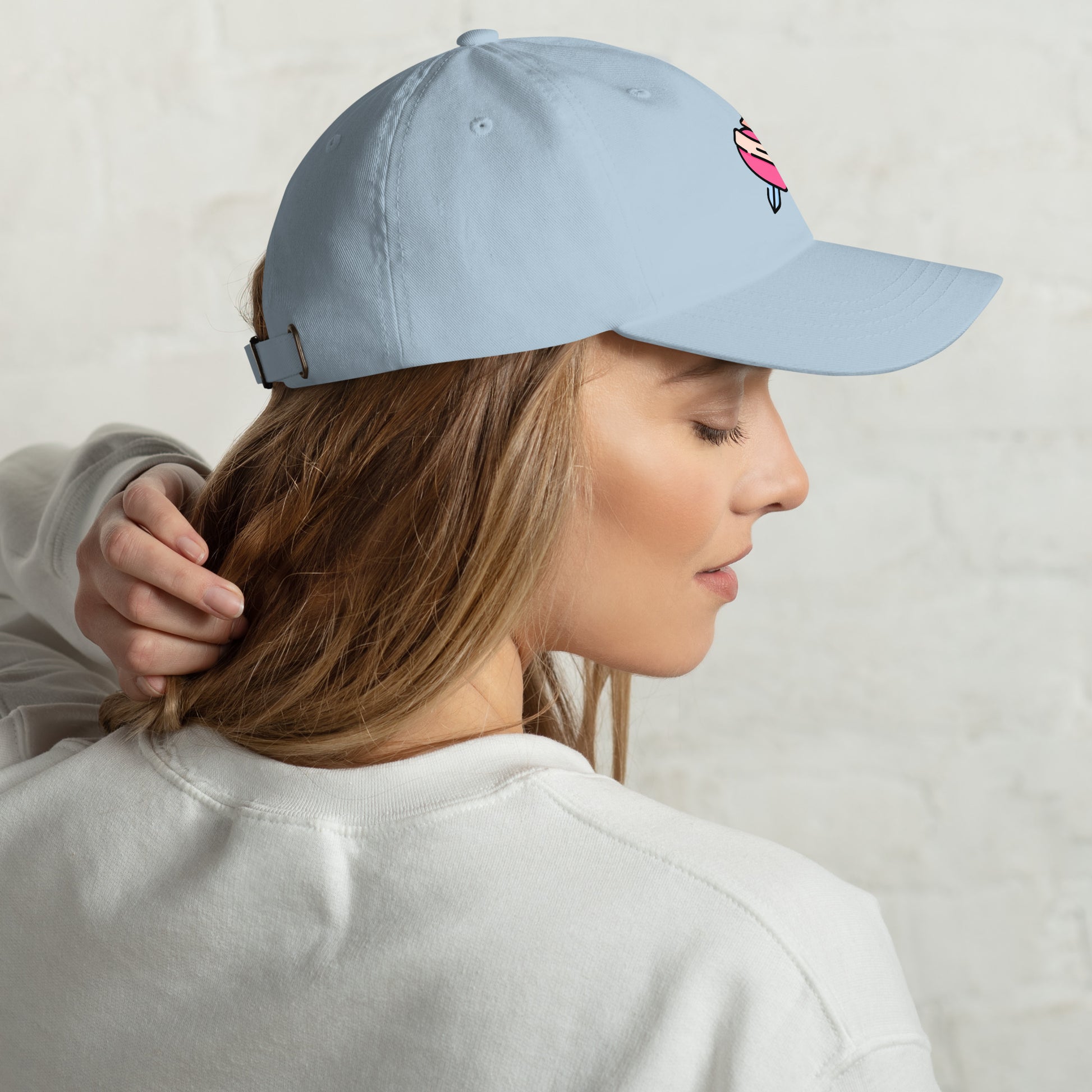 Heart 1 - Tattoo Inspired Art - Cap - Baseball Cap - Light Blue - Right side