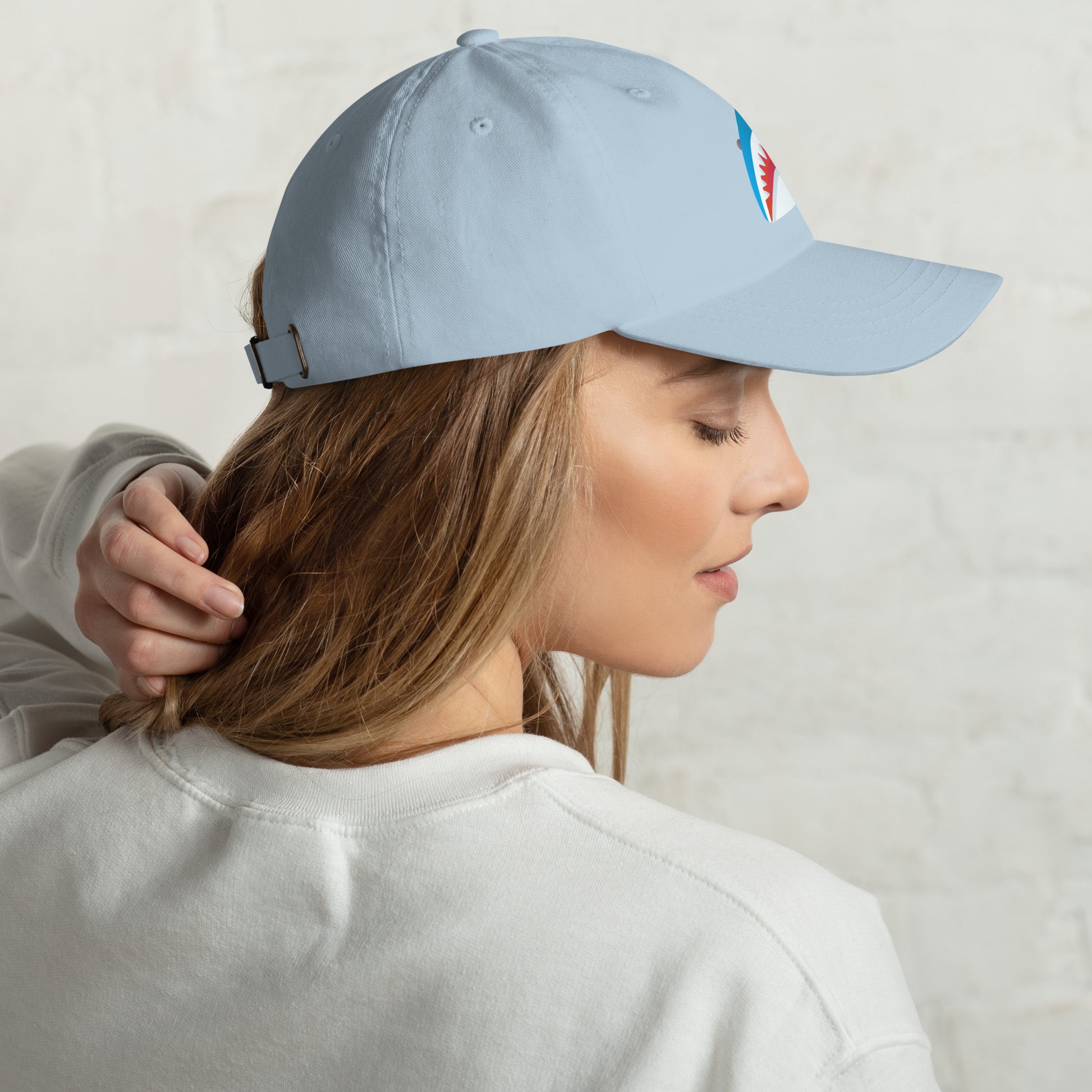 Mr Shark - Cartoon Jaws Pop-Up - Cap - Baseball Cap - Light Blue - Right side