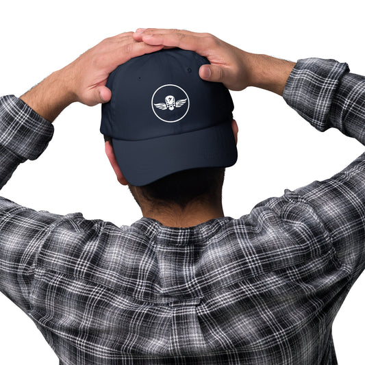 Winged Skull - Minimal Alien Skull - Cap - Baseball Cap - Navy - Front