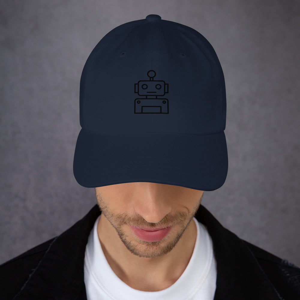 Robot Minimalist Design - Retro - Cap - Baseball Cap - Navy - Front