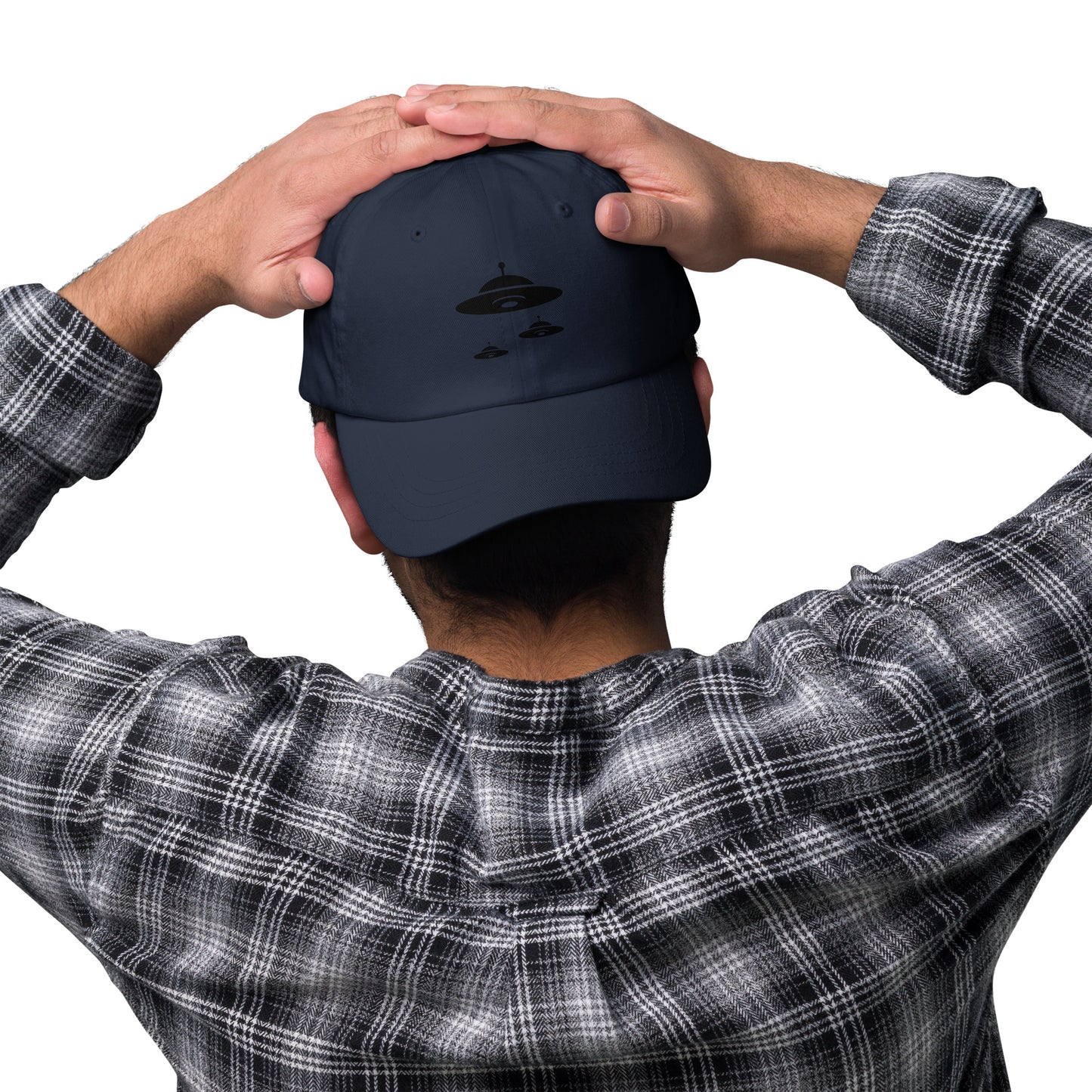 Flying Saucer - Retro UFO Formation - Cap - Baseball Cap - Navy - Front